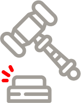 Icon of a gavel, representing law firms and IP advisors.