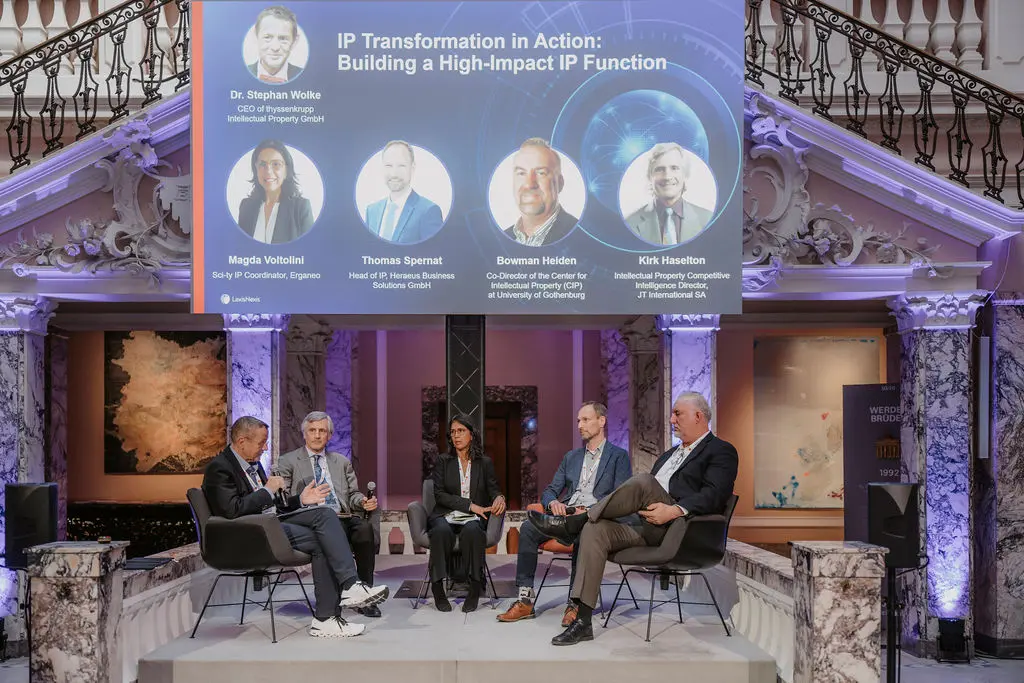 leaders from thyssenkrupp, Heraeus, JT International, Erganeo, and the Center for Intellectual Property (CIP) at the University of Gothenburg