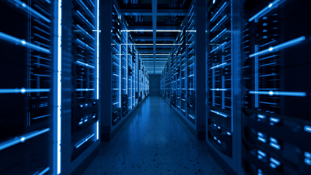 Data center servers representing AI infrastructure driving new DRAM standard essential patent licensing