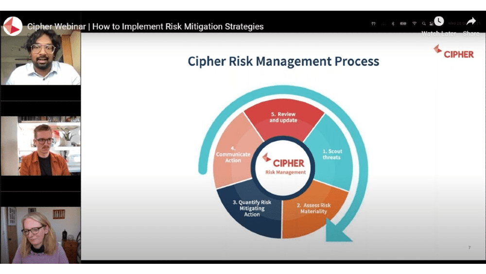Screen from Risk Mitigation Strategies webinar