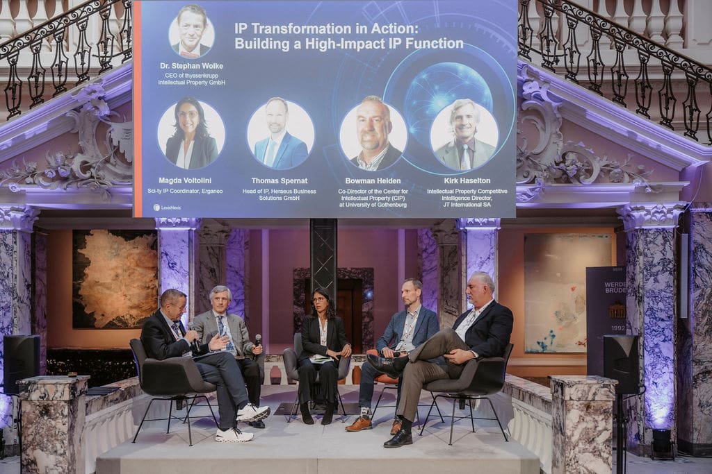 leaders from thyssenkrupp, Heraeus, JT International, Erganeo, and the Center for Intellectual Property (CIP) at the University of Gothenburg
