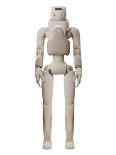 Photo of Fourier's humanoid robot, a bipedal robot with an exposed mechanical limb structure